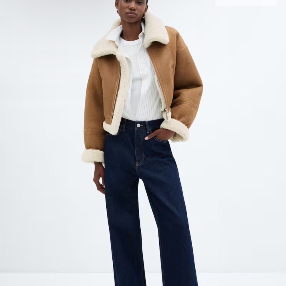Mango Shearling-lined leather-effect jacket